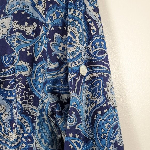 Lauren Ralph Lauren Womens Shirt 1XL Paisley Blue Long Sleeve Button Down Cotton - Picture 3 of 9